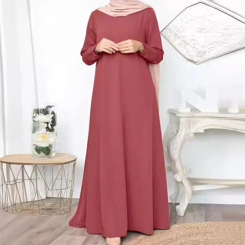 2024 Muslim Clothing Solid Color Dress Loose Pullover Leisure Elegant Shirt Sleeve Length Robe abayat  evening dresses