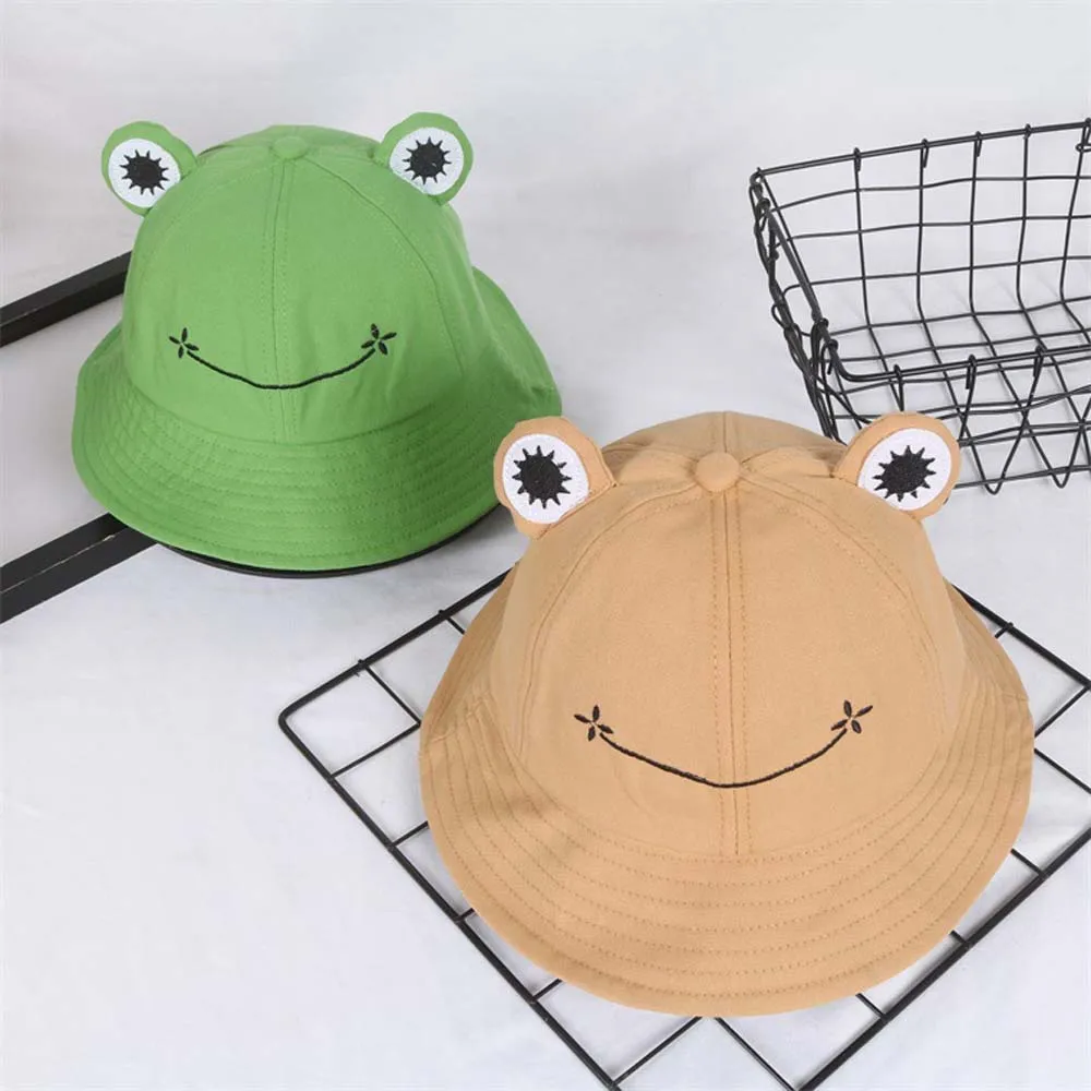 

Dust proof Adjustable Embroidery Sun Protective Women Frog Bucket cap Fisherman's hat Sun Hat Visors Hat