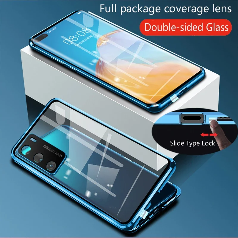 Enhanced Magnetic Metal Case with 360 Full Protection and Double-Sided Glass