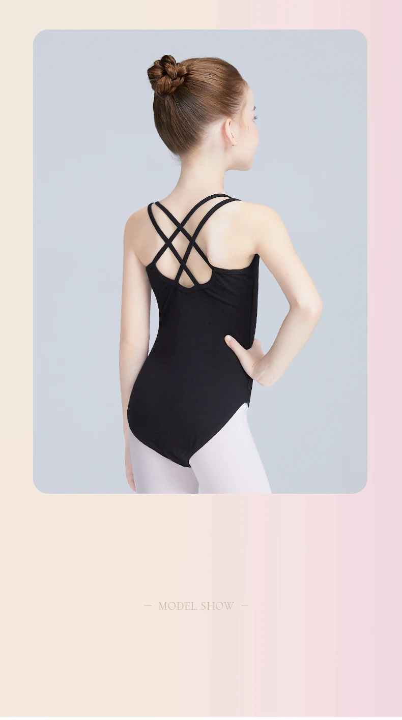 Mädchen-Unterhemd, Ballett-Trikots, schwarzer Tanz-Body für Gymnastik/Schwimmen im Sommer – Detail 18