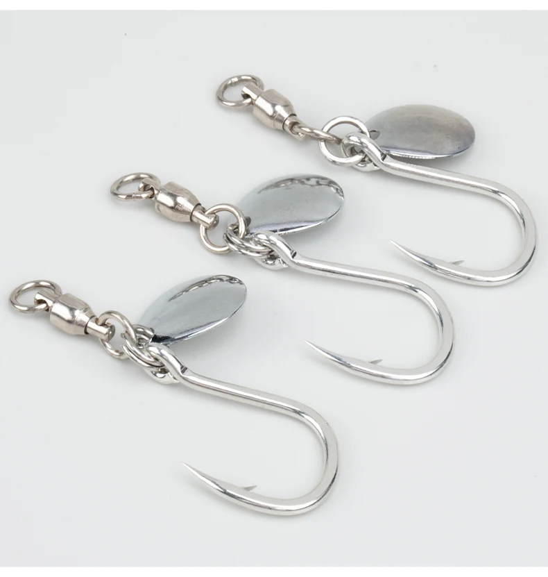 TEASER 5 stücke HK043 Rotierenden Pailletten Jigging Haken 8062 Langsam Langsam Jigging Edelstahl High Carbon Löffel Spinner Unterstützen Haken angelgerät – Detail 4