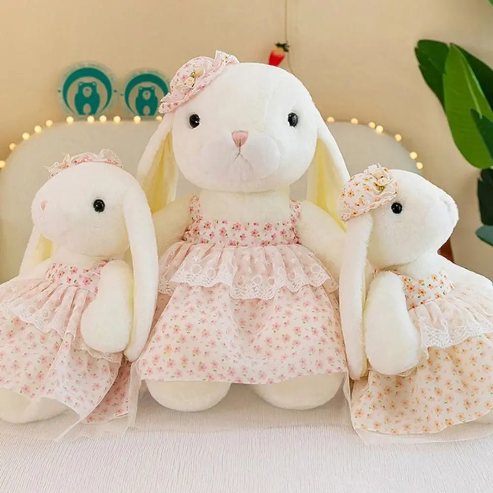 Funny Stuffed Animal Skirt Rabbit Doll Floral Skirt Lop Rabbit Kapok Rabbit Plush Toys Kawaii Soft Bunny Stuffed Doll Friends