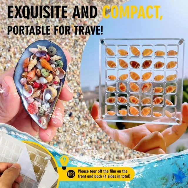 Grids Seashell Display Box Acrylic Magnetic Seashell Display Case Organizer Box Stackable Small Craft Compartment Boxd Bins 3