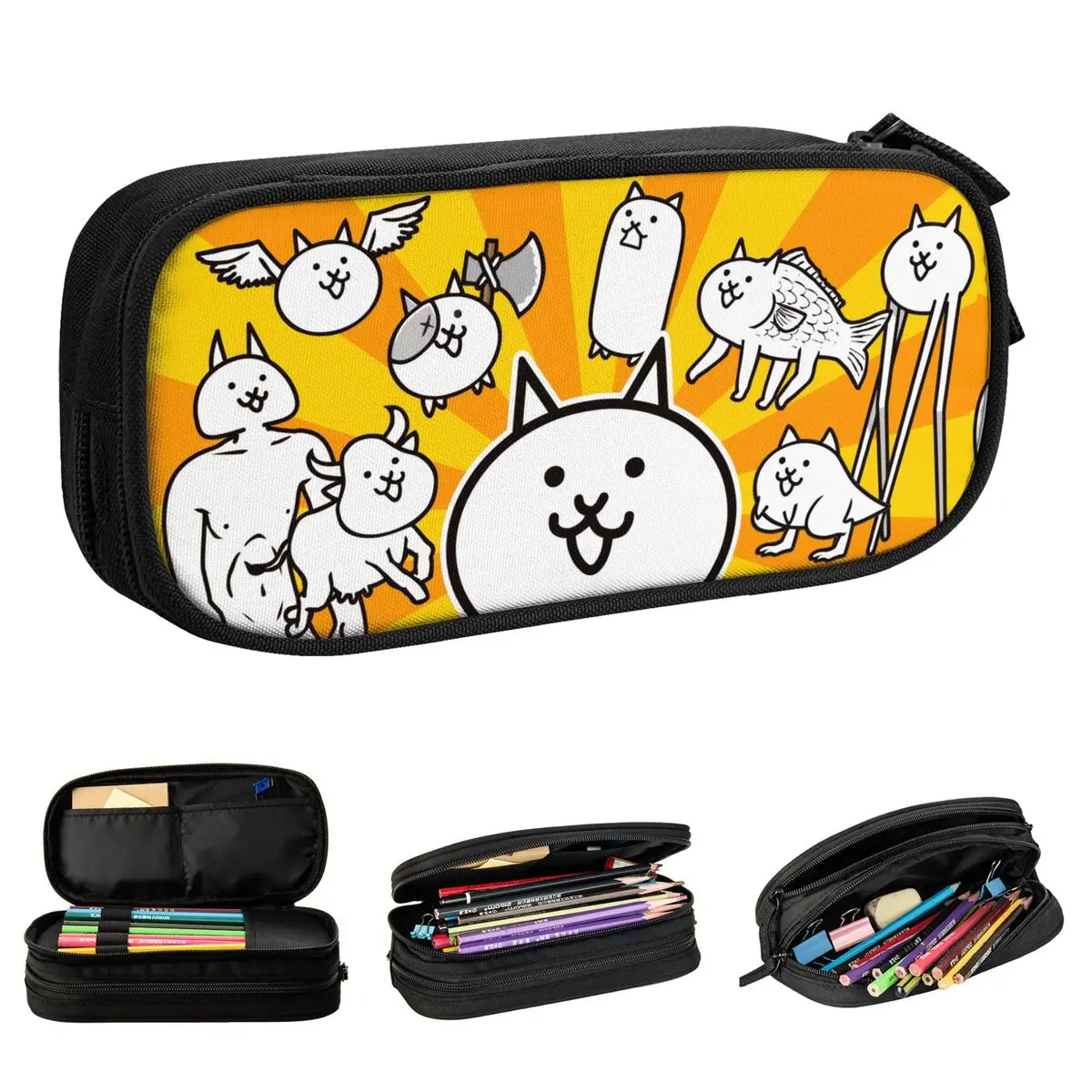 

Cartoon Game Pencil Case The Battle Cats Pencilcases Pen Holder for Student Large Storage Bags Students School Gifts Stationery