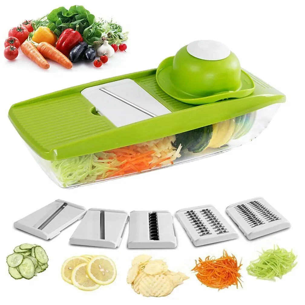 Multi-Functional Vegetable Cutter Fruits Potato Slicer Carrot Shredder With Blades Manual Drain Basket Slicers Kitchen Gadget