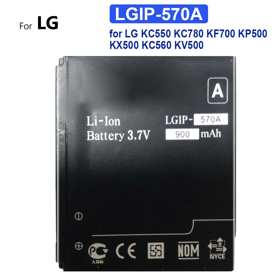 

Mobile Phone Battery LGIP-570A 900mAh for LG KC550 KC780 KF700 KP500 KX500 KC560 KV500