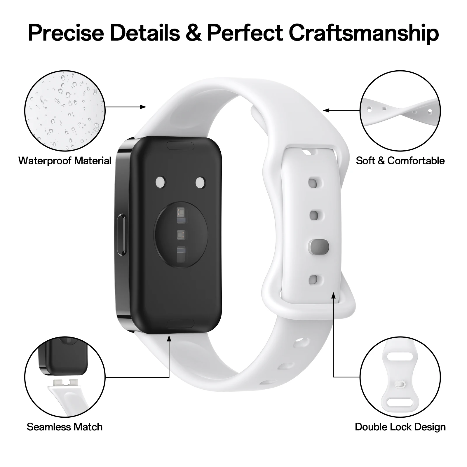 Breathable Silicone Sport Strap - Soft Replacement Wristband Bracelet Accessory