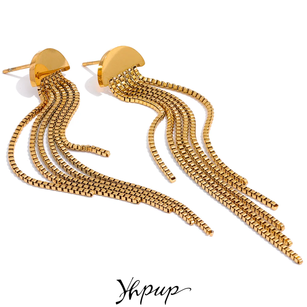 YhpupFashionStainlessSteelLongTasselDropDanglePartyEarringsMetalRustProof18KGoldColorPlatedCharmJewelryBijoux-AliExpress36