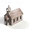 1/72 Eastern Europe Church House Building Scene Wooden Assembled Model Decoration DIY Handmade Gift 1