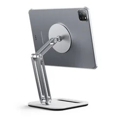 Universal Aluminum Alloy Phone Tablet Holder Flexible Stand Folding Arm Bracket Adjustable Foldable for IPad Pro Magnetic Mount