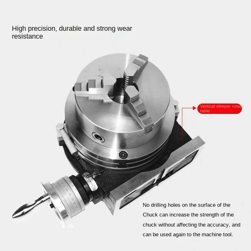4 inches Milling indexing head rotary table three-jaw chuck universal indexing plate rotating vertical horizontal manual 4