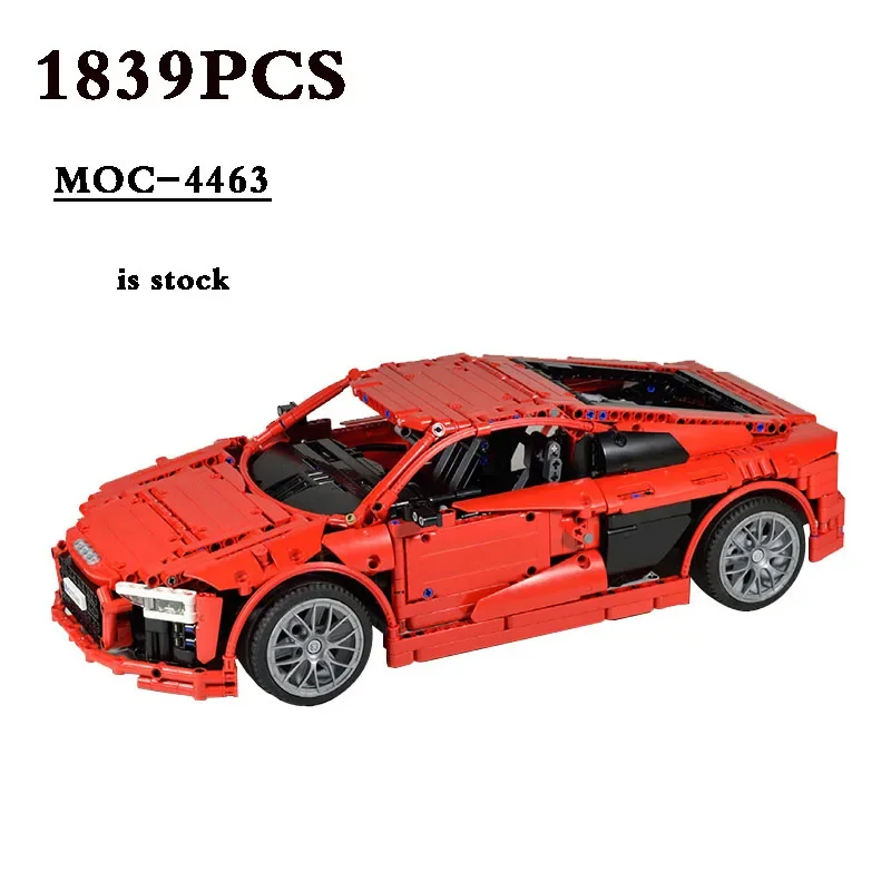 

Строительный блок Moc-4463 R8, спортивный автомобиль, модификация сборки, статическая модель, игрушка, 1839 шт., строительные блоки, игрушка «сделай сам», подарок на день рождения