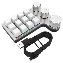 Wireless RGB Mechanical Macro Keypad with Customizable Keys and Hotswap Functionality - Red axis (White BT)