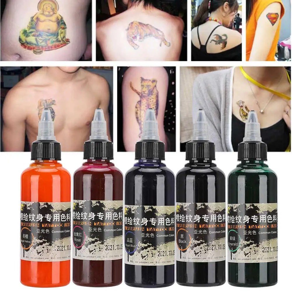 100ml Professional Safe Temporary Disposable Matte Easy Coloring Tattoo Ink Colored Drawing Airbrush Pigment For Body Makeup Art