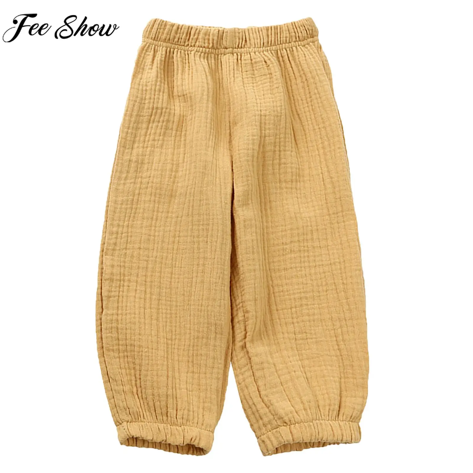 

Kids Solid Casual Harem Pants Mid Waist Loose Breathable Elastic Waistband Bloomers Trousers Daily Wear Streetwear Loungewear