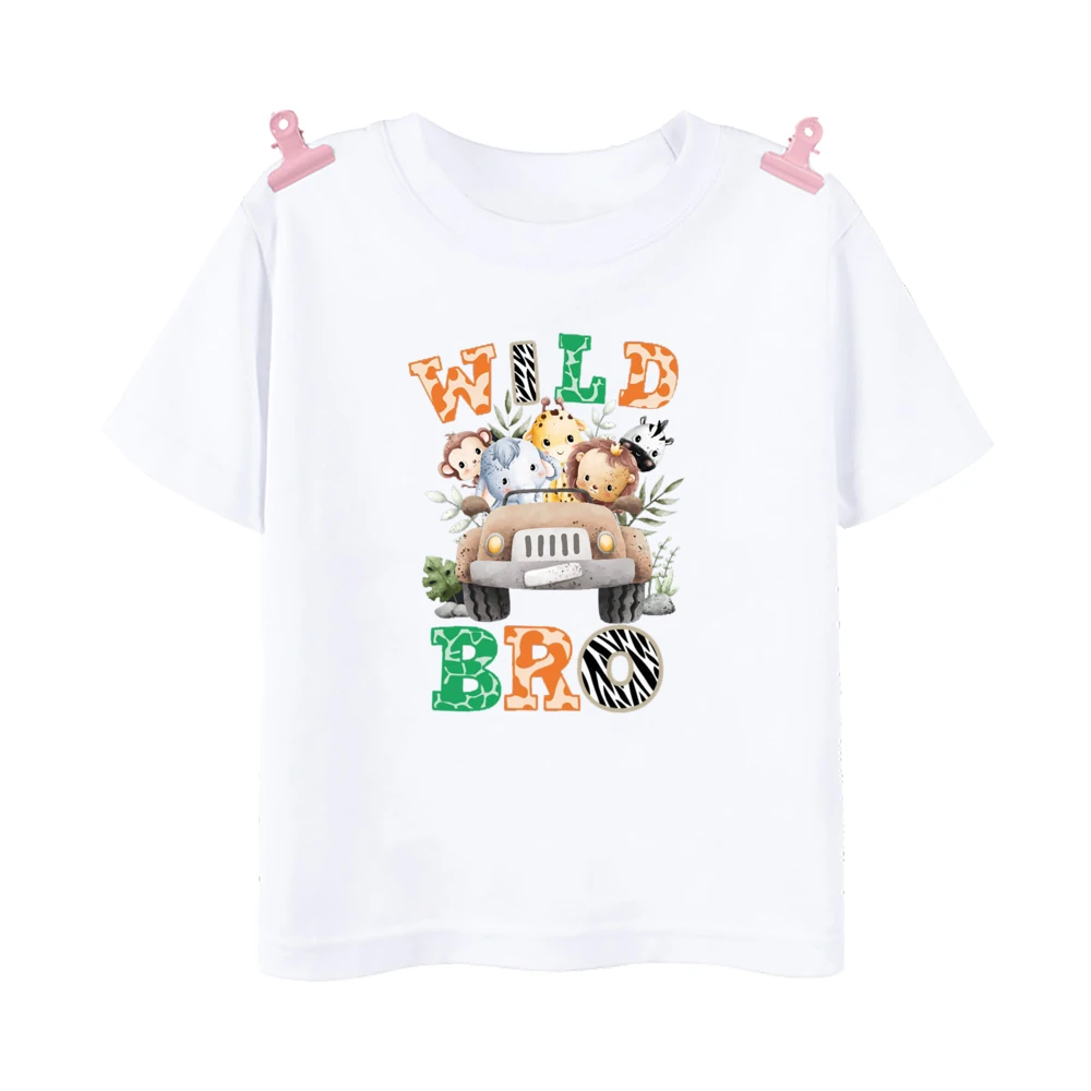 Wild One Animal Printed Family Matching Shirt Jungle Party Dad Mom Sis Bro Kids Look Outfit T-shirt Birthday Family Clothes Tops 6