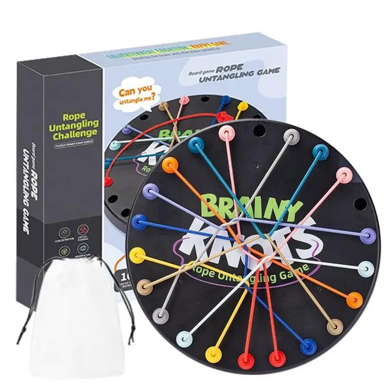 Kid Rope Knots Sensory Social Board Game Colore Twisted Connected Line Brain Strategy Logical Thinking Challenge Fun Table Game