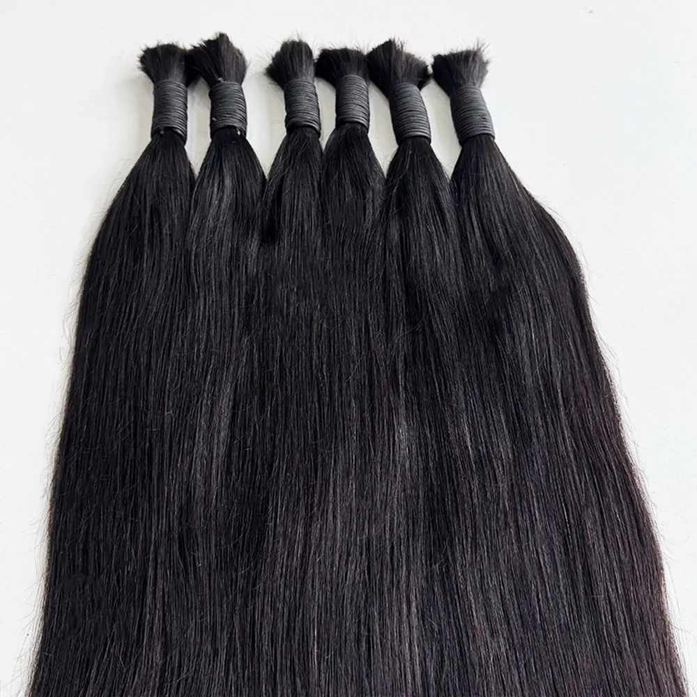 12A Bone Straight Raw Vietnamese Bulk Straight Human Hair For Braiding No Weft Straight Human Hair Bulk Extensions Bundles 4