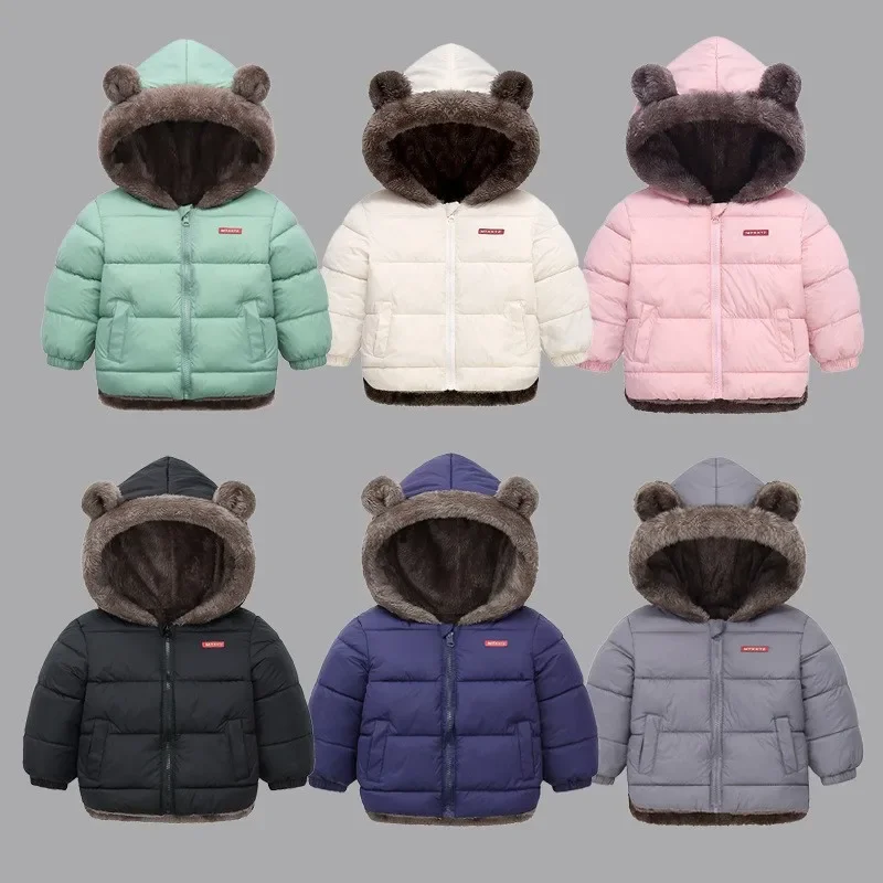 Hooded Coat Baby Jacket Cashmere Children Autumn Winter Thicken Boys Girls 2-6 Years
