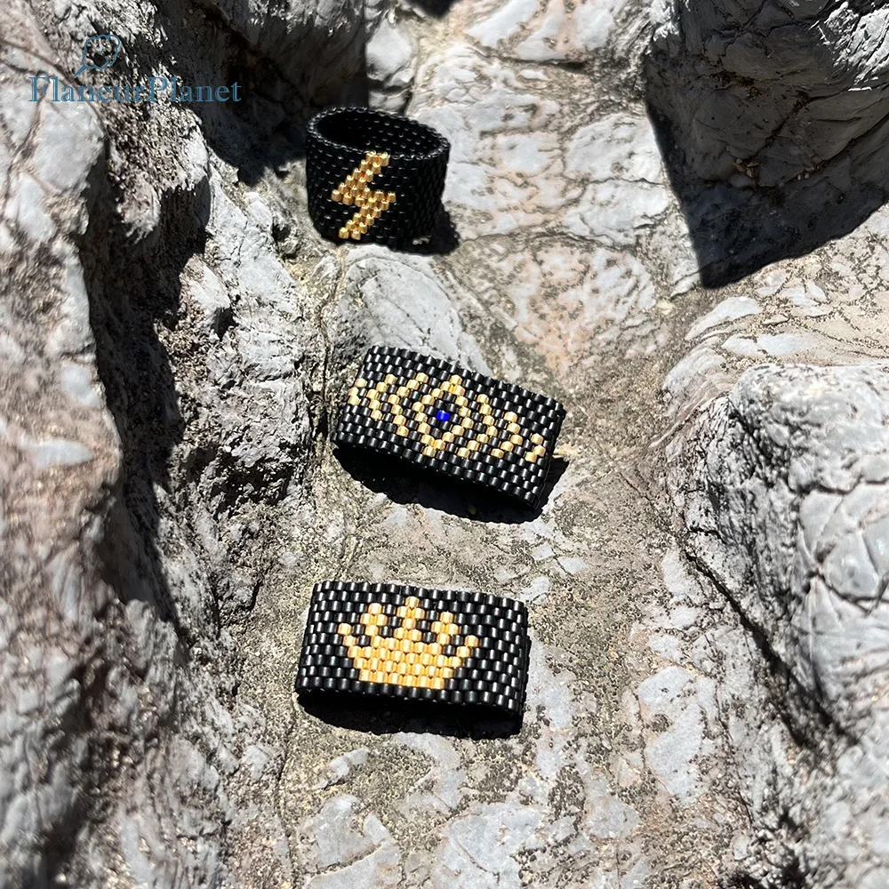 Flaneurplanet Black Collection Skull Cross Miyuki Seed Bead