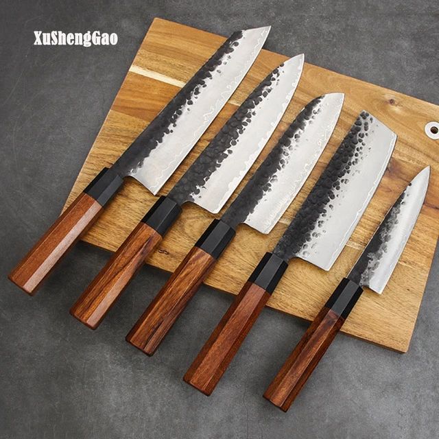 9Cr18Mov Knife Cleaver Forged Japanese Knife Chef's High-grade Slicing  Cutter Octagonal Handle Kitchen Knife Set - AliExpress