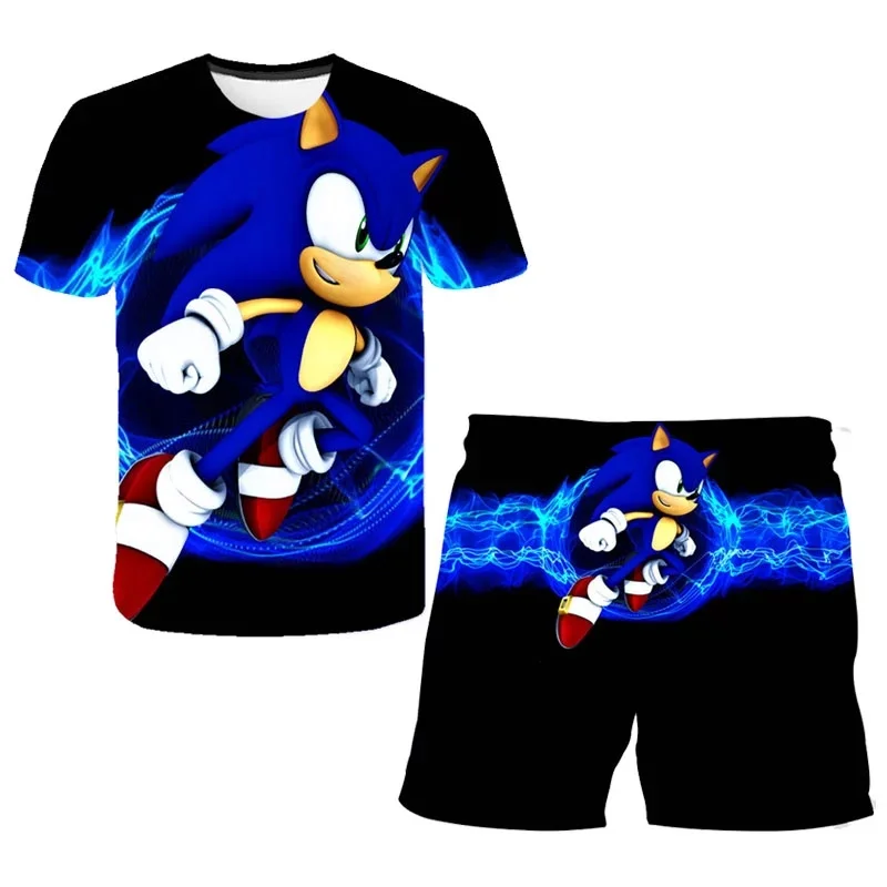 baby pajamas for a girl children sonic 2 3D Print T shirt Sets Boys Girls super sonic Suit 4-14Years Baby cartoon clothes kids clothing Summer harajuku baby suit boy