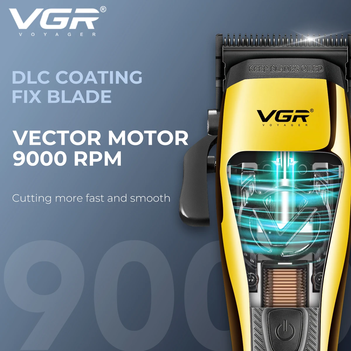 VGR Hair Clipper Professional Hair Trimmer Electric Hair Cutting Machine Vector Motor Haircut 9000 RPM Clipper for Men V-015 2