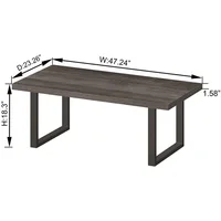 Rustic Coffee Table, Wood and Metal Simple Industrial Modern Center Table, Wooden Farmhouse Cocktail Table for Living Room 2