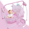 5 Gears Electric Auto-Swing Baby Crib Cradle Sleep Bed Infant Rocker+Net Music Bluetooth Music Adjustable+ Mat 1