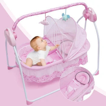5 Gears Electric Auto-Swing Baby Crib Cradle Sleep Bed Infant Rocker+Net Music Bluetooth Music Adjustable+ Mat 1