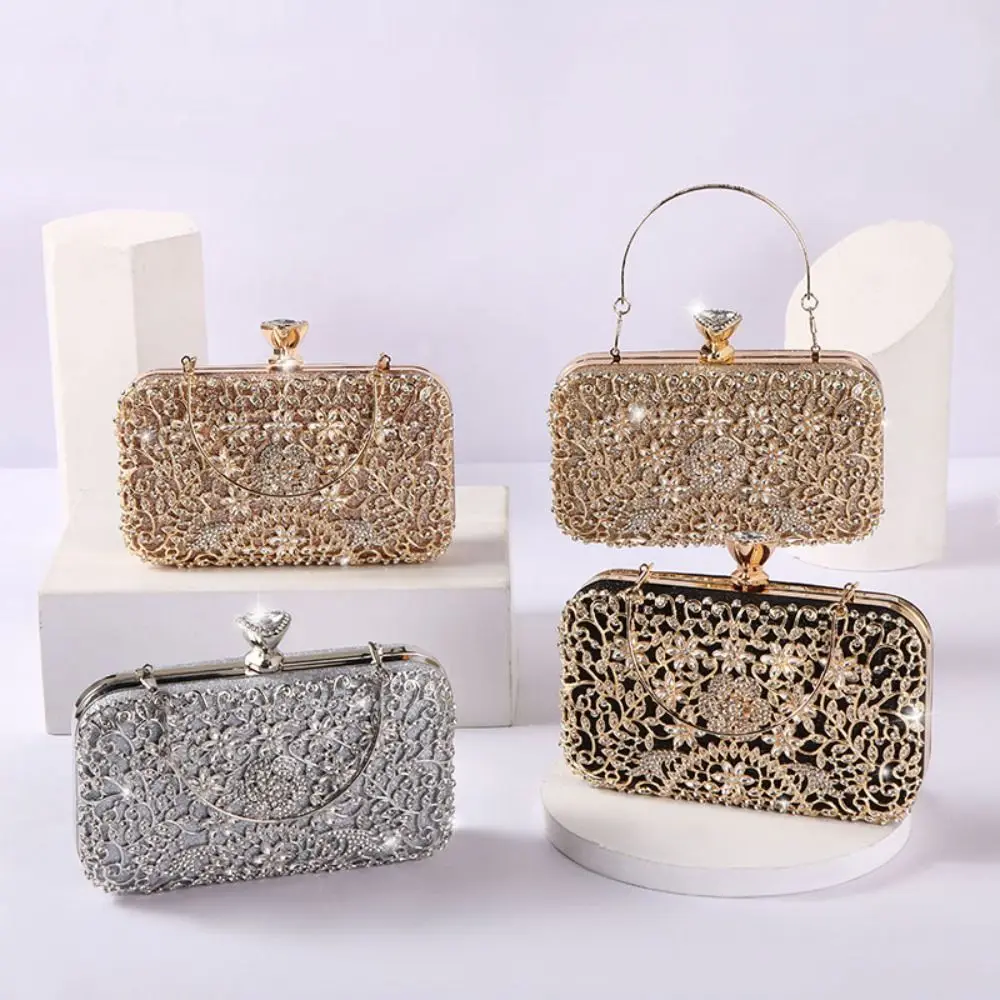 

Pocket Vintage Evening Clutch Bag Diamond Wedding Chain Shoulder Bag Luxury Rhinestone Crystal Handbag Women