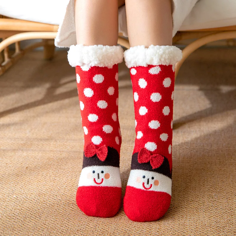 Fuzzy Socks Thermal Women Winter Plush Soft Slip Non Grip Home Short Christmas Floor Comfy Fluffy Slippers Sock Thick Female