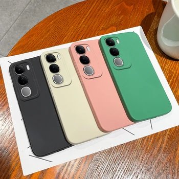 Custodia semplice per Vivo V40 V30 V50 V60 Lite V40SE V30SE V40E V30E Silicone liquido morbido Anti Goccia Protezione completa Coperture posteriori del telefono