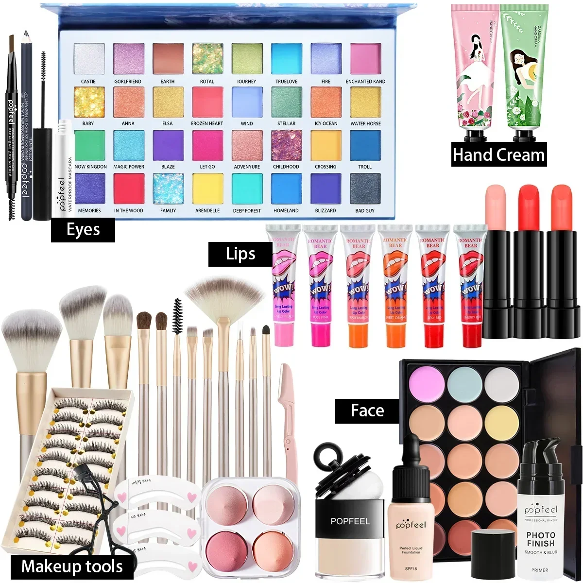All-in-One Makeup Kit Gift Set with Eyeshadow Palette Foundation Lip Gloss Blush Brushes Eyeliner and More Beauty Gifts
