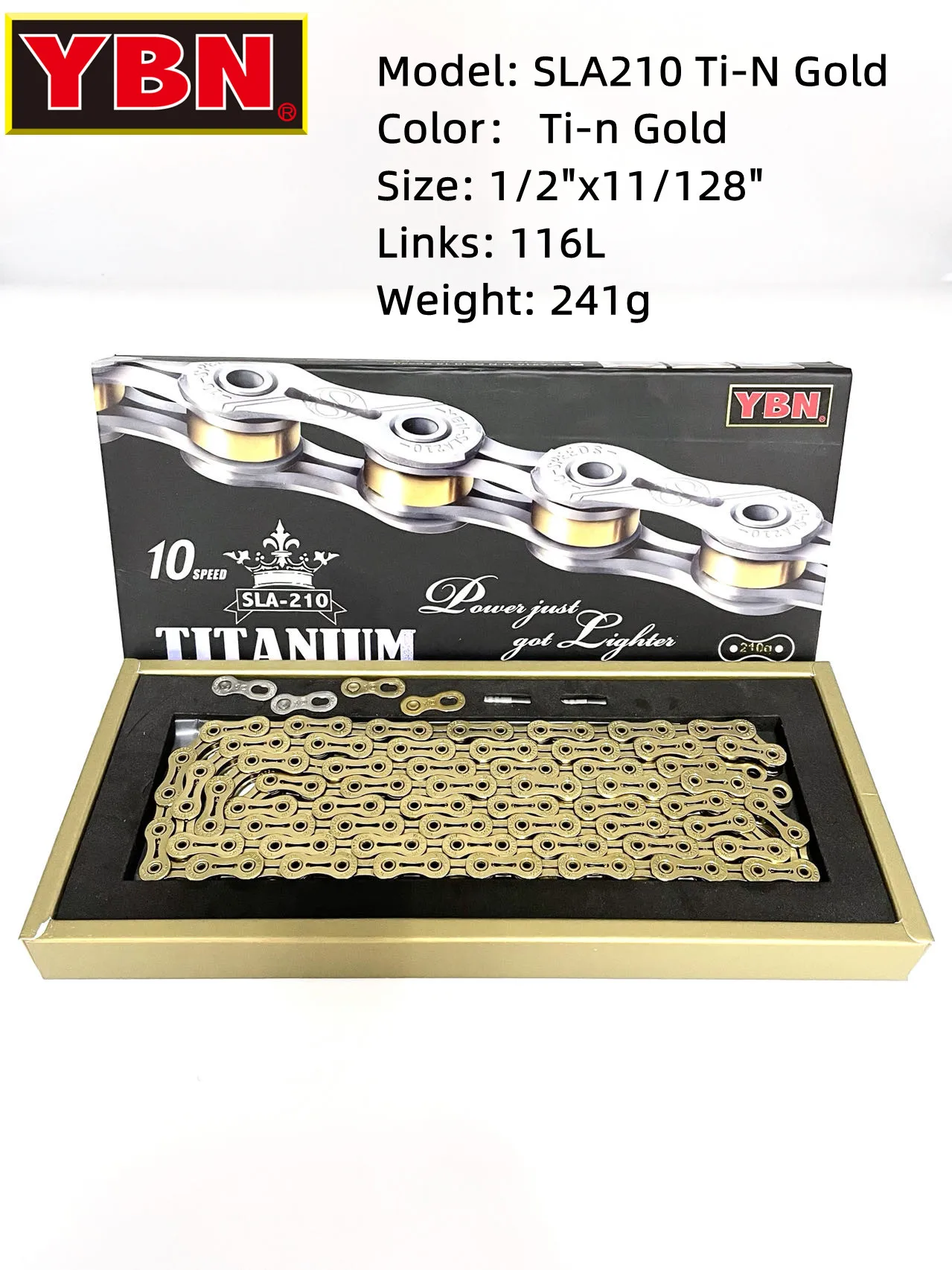 YBN 10 Speed Full Hollow Titanium Chain SLA210 Ni-PTFE Coating MTB