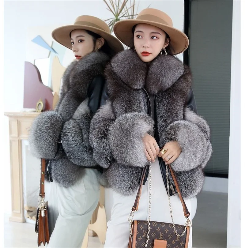 Women's Fox Fur Coat Side View