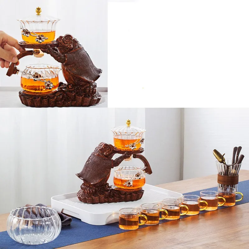 Heat-resistant Glass Teapot Holder Set Teapot Tea Maker Creative Tea Toad Shape Base And Cup Automatic