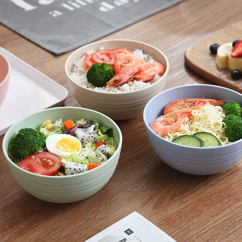 Tableware Set Cereal Bowls 4pcs Wheat Straw Food Bowls Salad Bowls Unbreakable Mixing Reusable Home Dinnerware Suitable for Salads, Rice