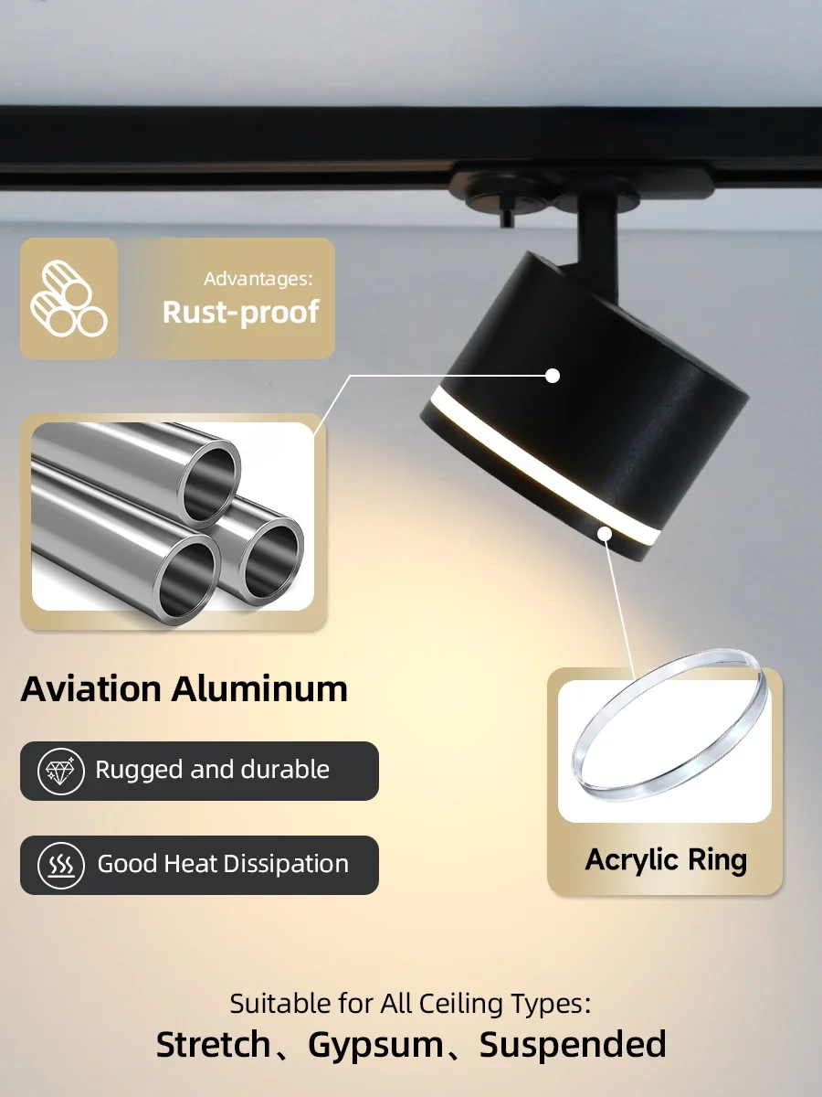 LED Track Light 3 Colors Rail Spot Light AC110-220V S31ba759dbd374b028d9b18d457212677E