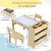 Kids Art Table and Chair Set with 2 Chairs Wooden Craft Table with Storage Shelves, Canvas Bins, Paper Roll, Kids Playroom Table
