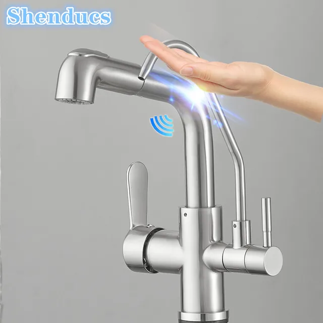 Touch Filter ก๊อกน้ําห้องครัวพร้อมดึงลงร้อนเย็นอ่างล้างจาน TAP 3 วิธีเซ็นเซอร์น้ําบริสุทธิ์ Touch บนก๊อกน้ําห้องครัว 1