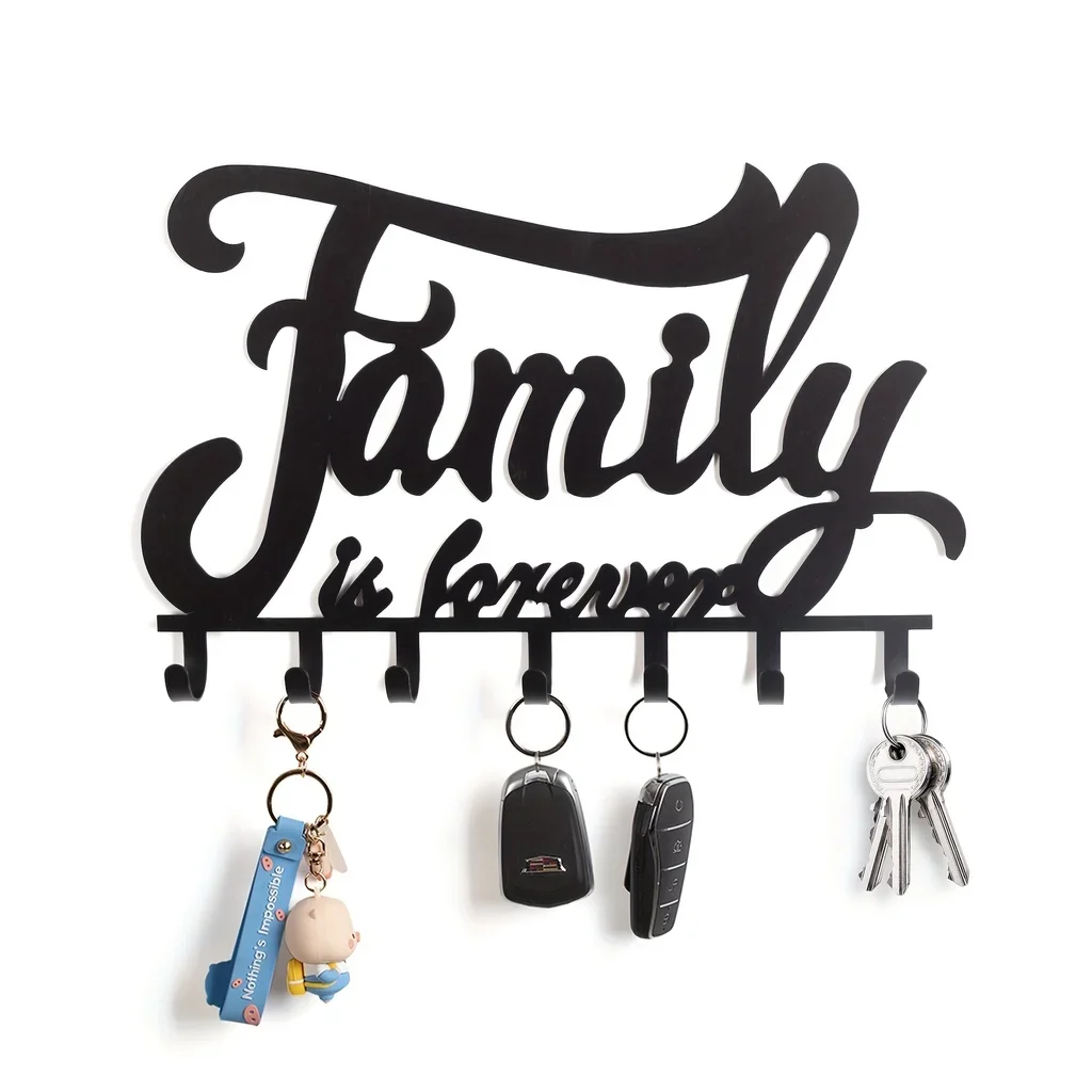 

1pc Black Metal Key Holder, Wall Mounted Key Holder, Decorative Home Rack Hooks, Key Hanger Iron Art，Coat Hanger