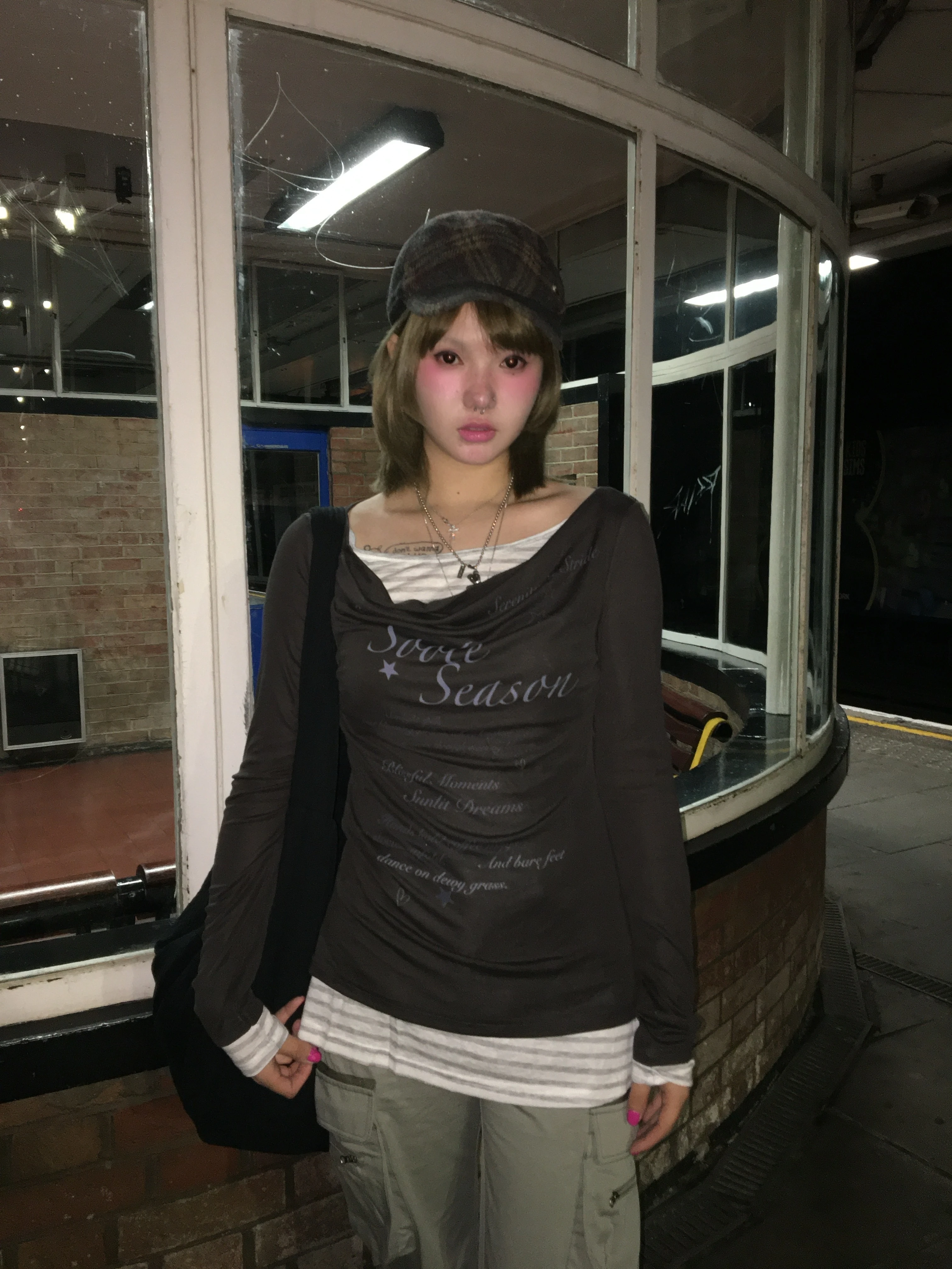 Karrram Japanische Y2k Gefälschte Zwei-stück Tops 2000er Jahre Stil Brief Drucken Langarm T-shirt Vintage Harajuku Patchwork Tops Koreanische 90er Jahre – Detail 11