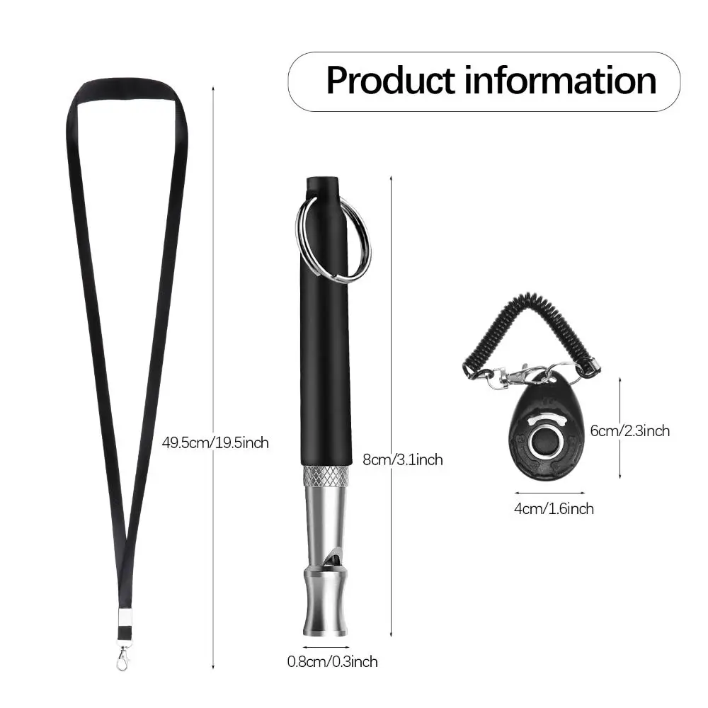 Dog Whistle, Dog Clicker, Silent Ultrasonic Adjustable Pitch with Lanyard and Clicker