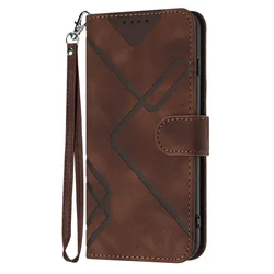 Geometric Pattern Leather Wallet Flip Case with Magnetic Closure for MOTO Edge 2024 5G (Coffee)