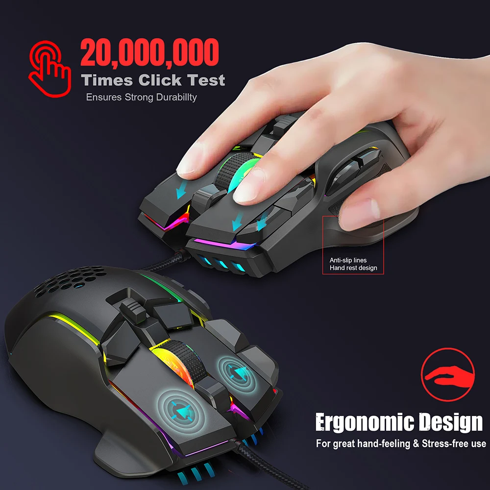 Usb Gaming Mouse Mouse de Computador Rgb Backlight Mause Gamer 10 Botões de Programação 7200dpi Ergonômico Gaming Mouse para Computador Novo - Imagem 4