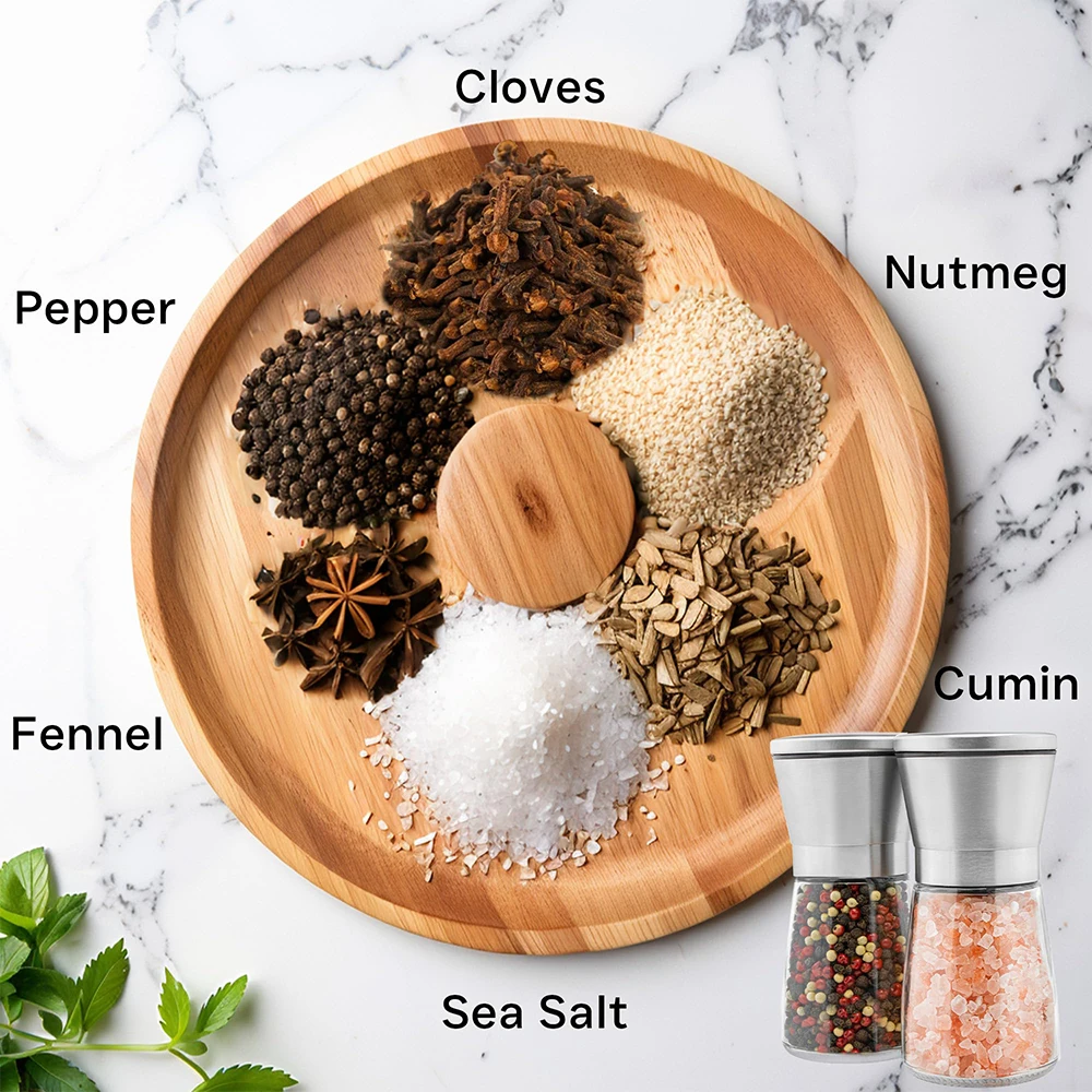 Salt and Pepper Grinder Set Adjustable Coarseness Refillable Stainless Steel Pepper Mill Grinders Kitchen Spice Grinder salt and pepper grinder pepper grinder