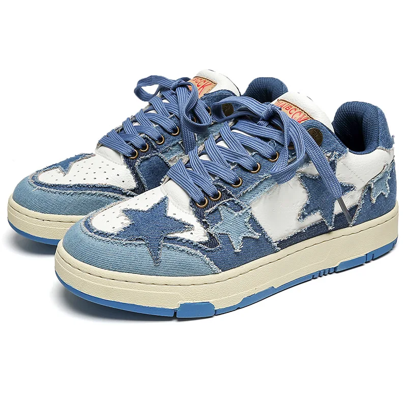 Women Shoes Men Retro Star Denim Skateboard Shoes Fashion