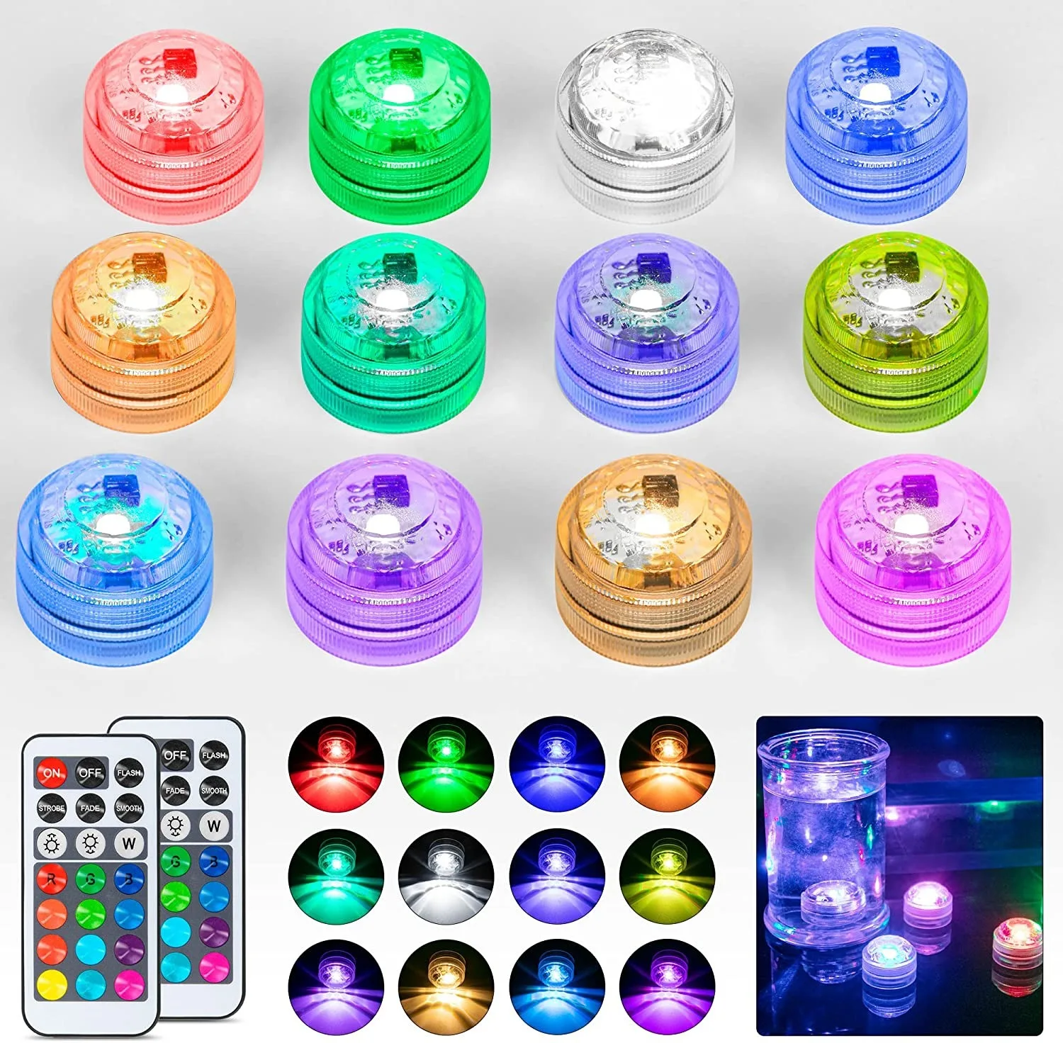 RGBW remote control submersible light LED knob fish tank floating landscape fountain swimming pool underwater gift box light robot underwater uav hd photography intelligent remote control 4k fish finder salvage