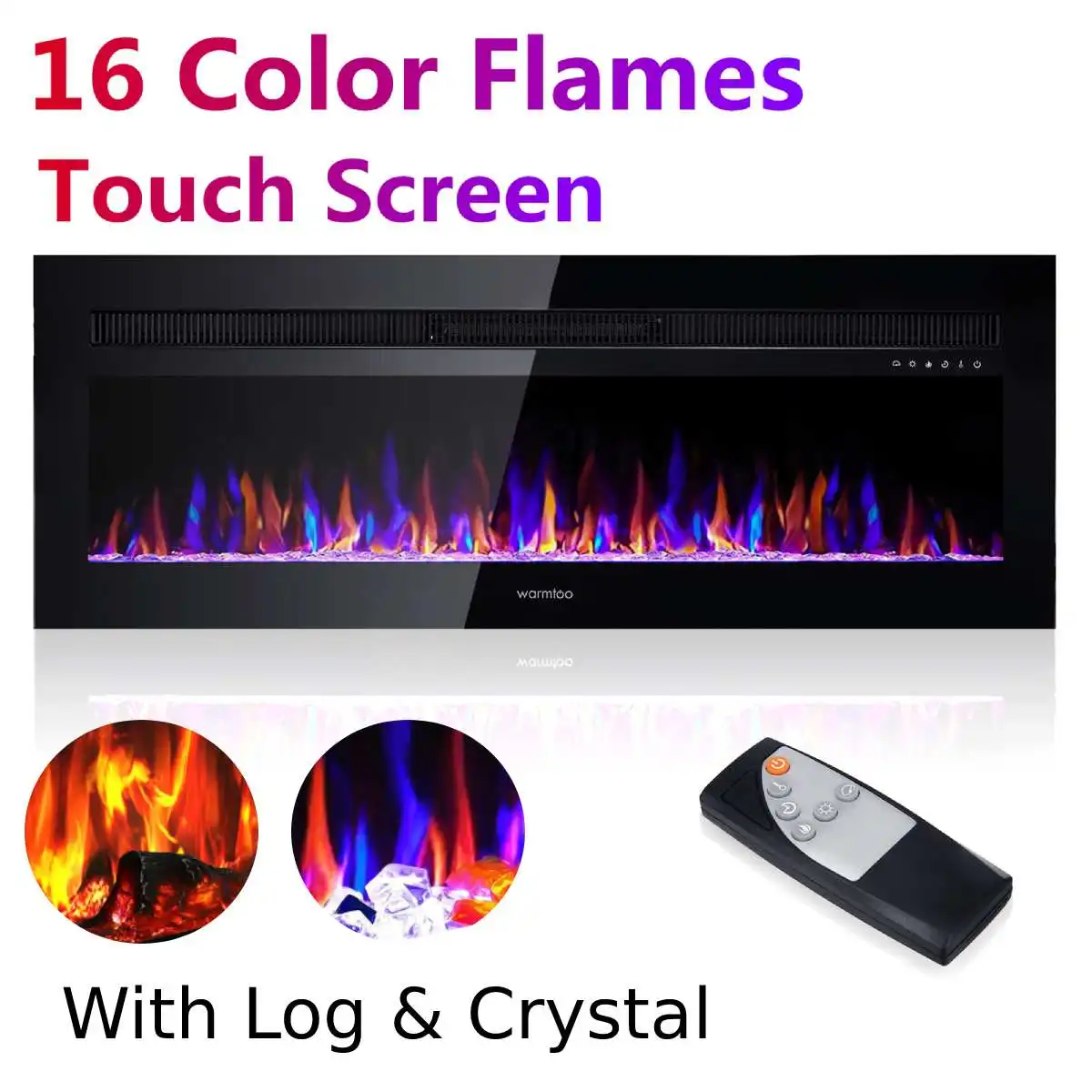 50'' Electric Fireplace Recessed Wall Mounted 1400w Fireplace Heater Linear  Timer 16 Colors Flames Touch Screen Remote Control - Electric Fireplaces -  AliExpress